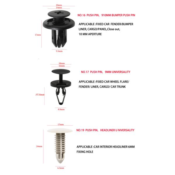 Car Door Bumper Car Repair Parts Automotive Nylon Plastic Rivet Clips