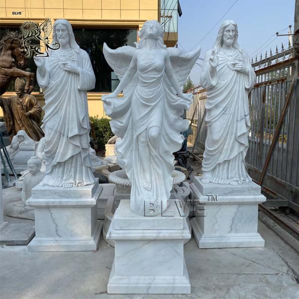 White Marble Fairy Garden Statues Angel Sculpture Beautiful Life Size Jesus Statue Estatuas Handcarved Outdoor