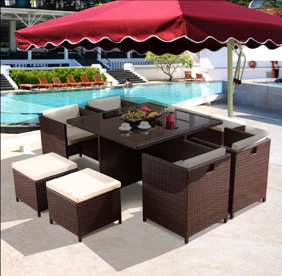 Leisure Aluminium Outdoor Garden wicker chair PE Rattan patio Backyard table and chairs