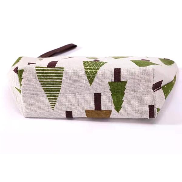 Plane Printing Makeup Canvas Bag , Toiletries fabric zipper bag Cartoon Plant Pattern