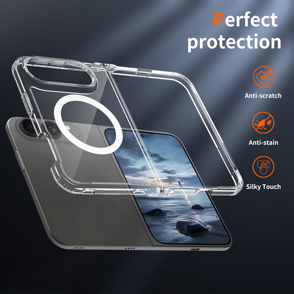 Laudtec Magnetic Transparent Ultra-thin Foldable case for iPhone 18 Fold Scratch-resistant Anti-yellow Supports Custom logo OEM