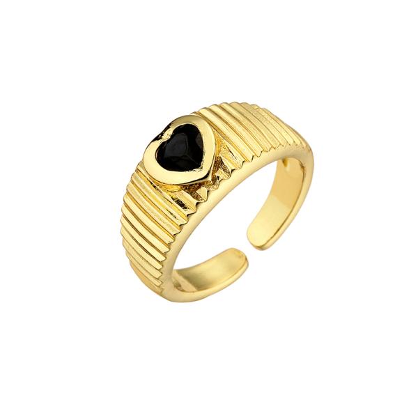 Colorful Heart Adjustable Chunky Rings Diamond Zircon 18K Gold Plated
