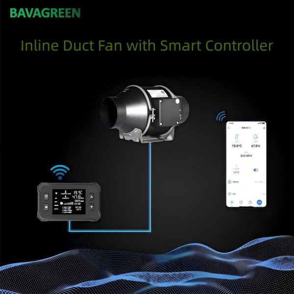 BAVAGREEN WIFI APP Smart Inline Booster Duct Fan Quiet EC Motor 4 6 8 Inch Ventilation Exhaust Fan for Grow Tent ,Home
