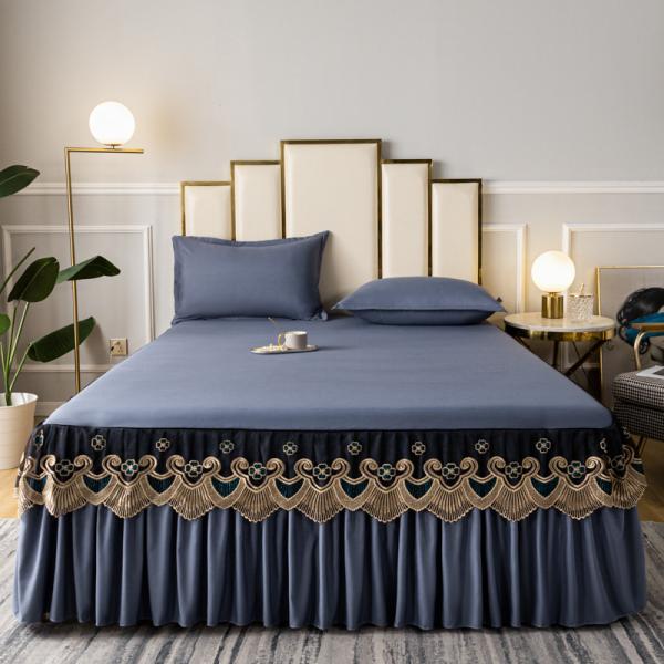 3 кг роскошные хлопчатобумажные шелковистые одеяла кровати королева постельная юбка постельные простыни набор с складками юбка