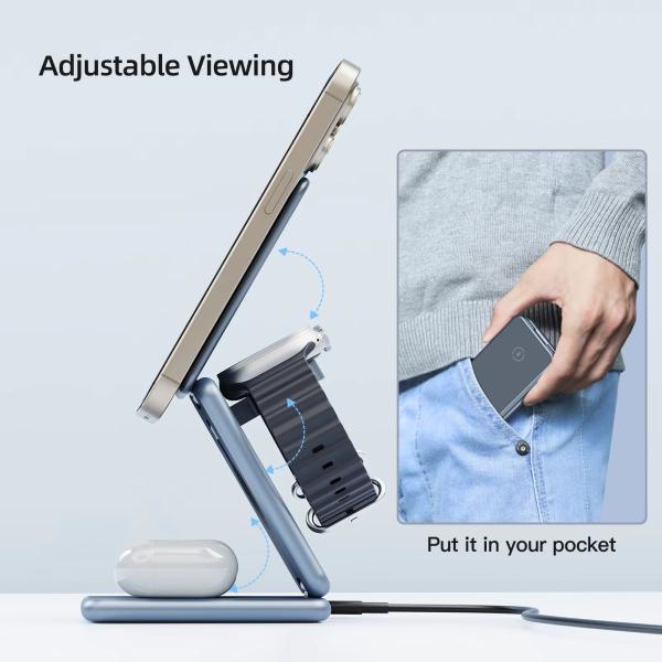 Smartphone Multifunction Foldable Magnetic Wireless Portable Charger with 9V/2A Input and Fast Charging Feature
