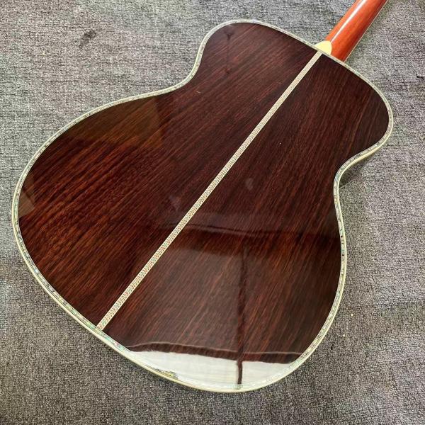 Custom Logo on Headstock, Solid Spruce OM Body Solid Rosewood Back Side Acoustic Electric Guitar Abalone Binding