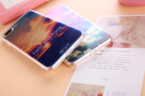 Acrylic Landscape Series Cell Phone Case Back Cover For iPhone 7 6 6s Plus 5s with Dust Plug Lid Lanyard Hole