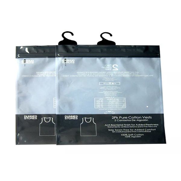 Clothing Recycled Plastic Packing Poly Bag With Hanger And Hook