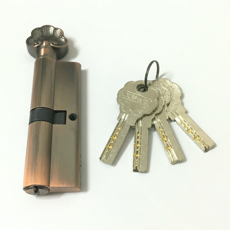 90mm Zinc Brass Cylinder Single Open Euro Profile Lock With Brass Or Iorn  Key
