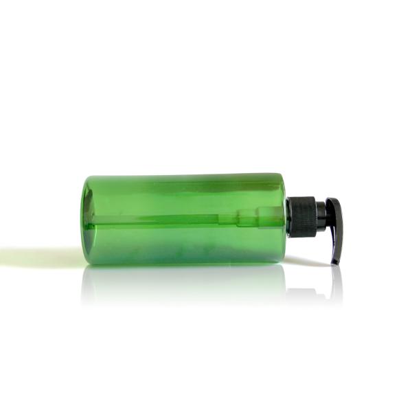 Green Cylinder PET Cosmetic Bottles For Body Lotion Products Half Transparent 300ml