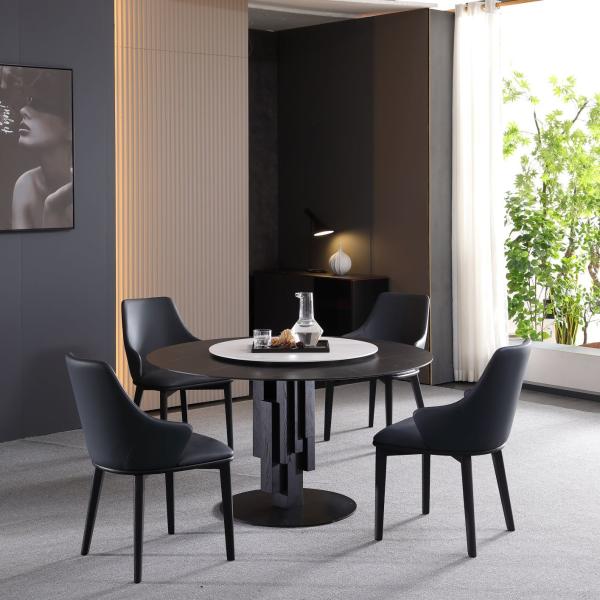 Modern Space Save Home Dinning Furniture Restaurant Round Marble Stainless Steel Dining Table