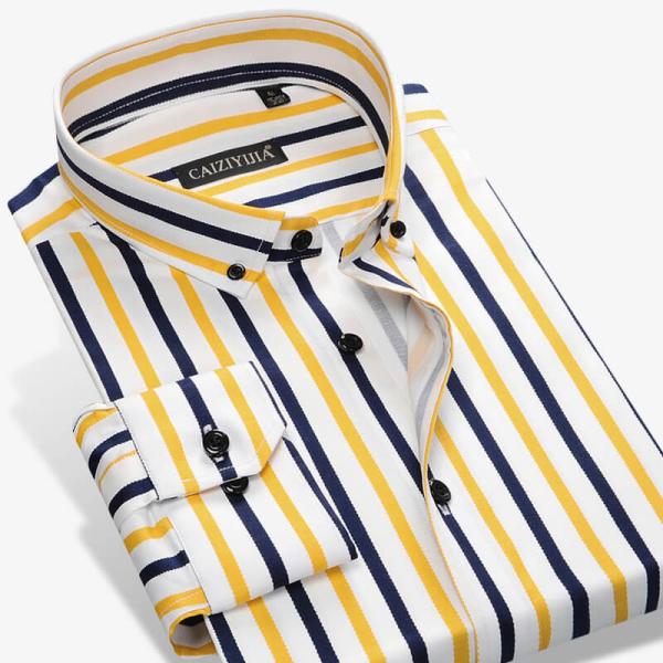 Long Sleeve Custom Men'S Dress Shirts Plaid Blue Flex Collar Fancy Popular Design