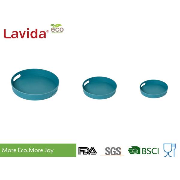 Blue And Gray Bamboo Fiber Dinnerware , Natural Plant Fibre Printed Bamboo Dinner Set