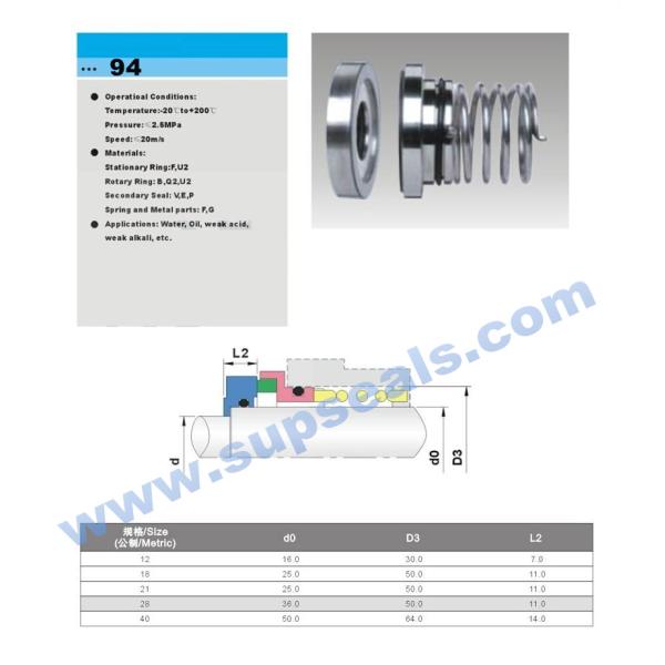 Уплотнения SIC SIC FKM механические печатают 94 AES P09 для насосов G.E.A Tuchenhagen