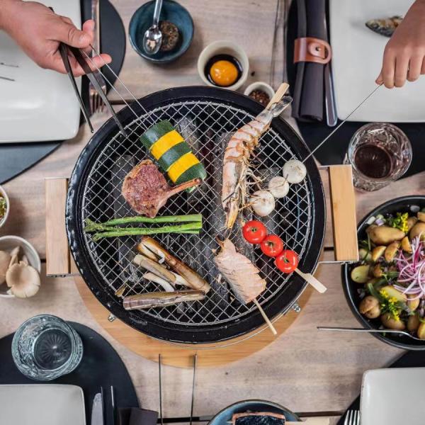 KIMSTONE Japan Original Tabletop Mini BBQ Grill Portable Easy Assembled Charcoal Round Bbq Grill Ceramic Barbecue Grill