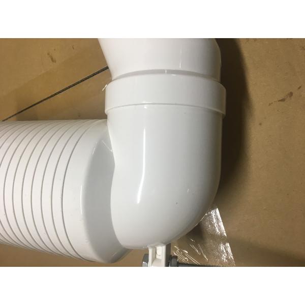Bent White PVC Toilet Drain Pipe Connector With Screw / Nut / Iron Plate