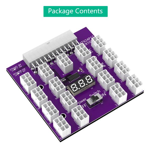 Mise à niveau de la version ATX Power Supply Breakout Board Avec 17 PCS ATX 6Pin connecteur d'alimentation pour l'extraction d'ETH / Bitcoin