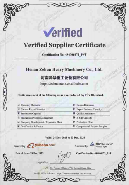 ZEHUACRANES Certifications