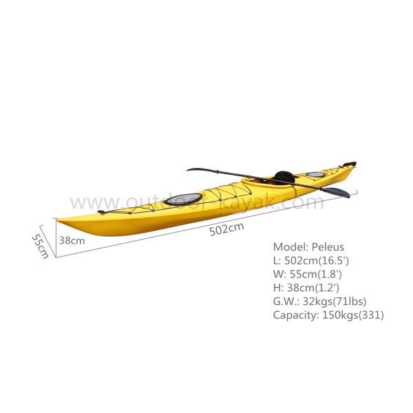 Взрослый LLDPE сидит внутри удить каяк, модернизированное красивое каяка открытой палубы сформированный