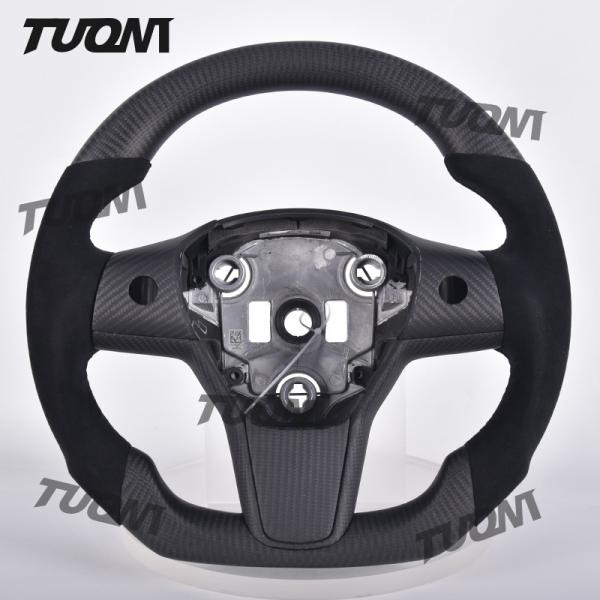 Heat Resistant Carbon Fiber Tesla Model3 ModelY Steering Wheel Rounded Universal Fitment