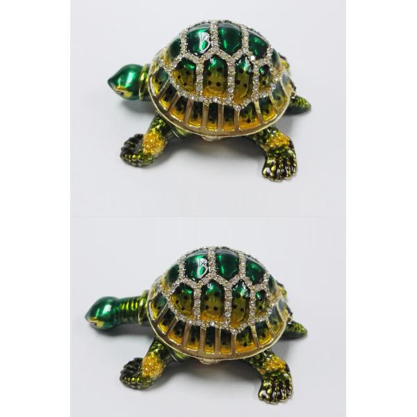 Lucky jeweled trinket boxes green  turtle trinket box metal  turtle jewelry box
