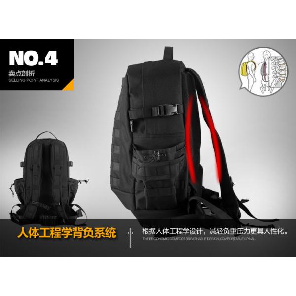 Black Outdoor Tactical Day Pack Backpack , Lightweight Travel Daypack