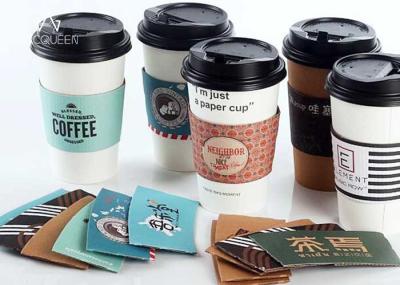 Recyclable Hot Drink Sleeves , Hot Coffee Cup Sleeves Heat Resistant