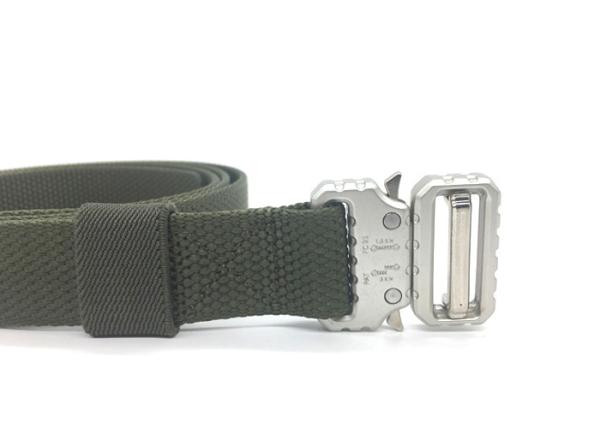 Army Green Polyester Webbing Belt / Men Waist Belt With Plastic Buckle