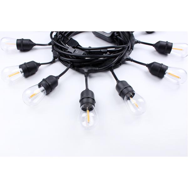 Warm White/Nature White Waterproof Outdoor S14 Edison Bulbs String Lights Connectable Remote Control Shatterproof Festoon Lights