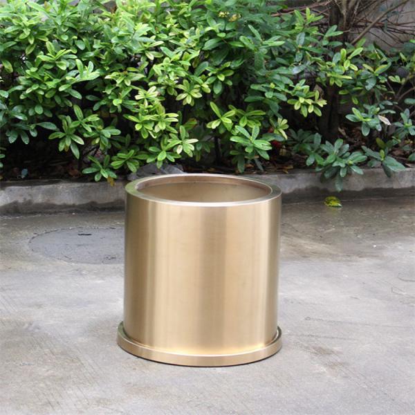 Matte Gold Metal Flower Pot With Detachable Bottom For Living Room