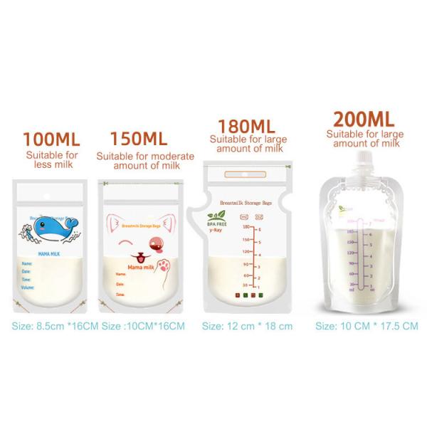BPA Free Freezer Standing Pouch Spout , 100ML Breast Milk Storage Bag