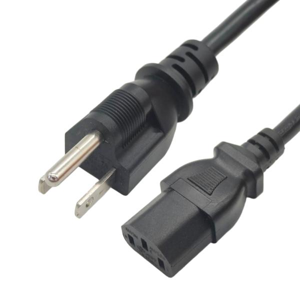 Pse Power Cord Japan 3 Pin Plug to IEC 320 C13 125V AC Power Cable Set Molding PVC 1.8M Black JET VCTF Cable