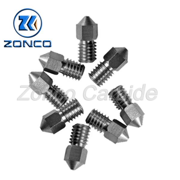 M6 1.75mm 0.4mm Hole Tungsten Carbide Nozzle 3d Printer Wear Resistance