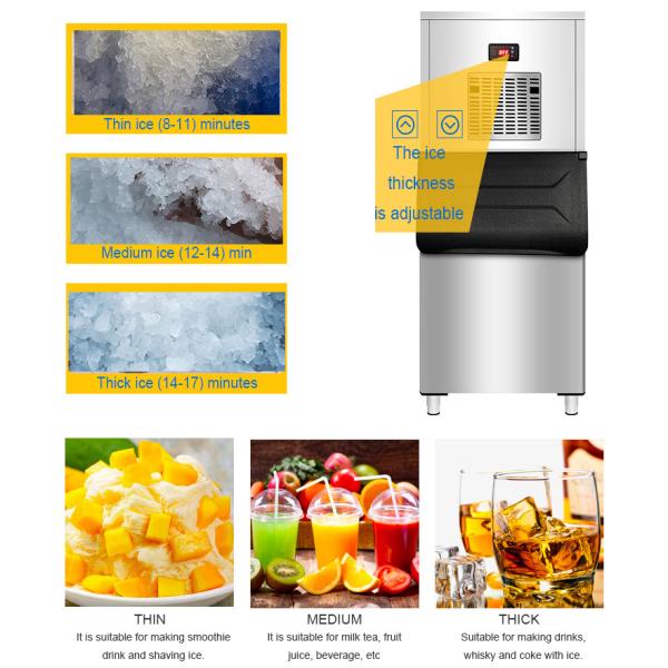 200KG Snowflake Ice Block Maker Automatic Commercial Snow Ice Machine for Business Food Refrigerant R404A Stainles Steel