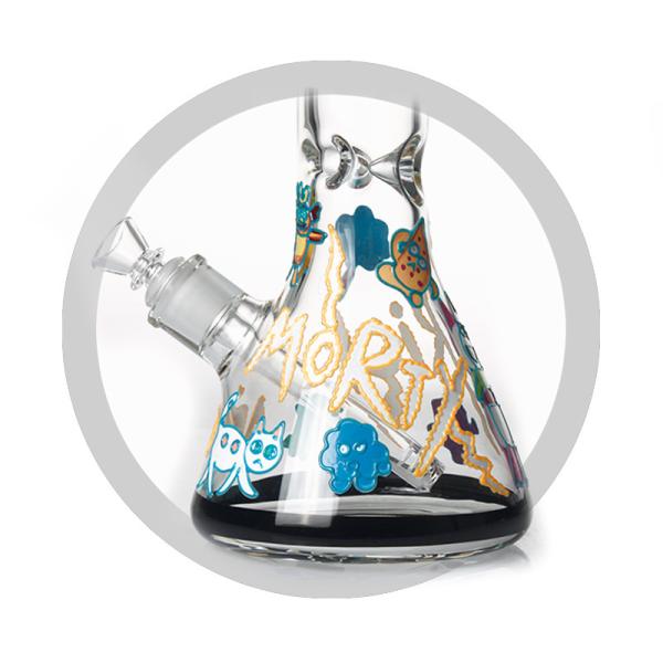 Rick And Morty Art Beaker Bong Night _ luminous Design Heady 7MM Glass Hookah Pipe