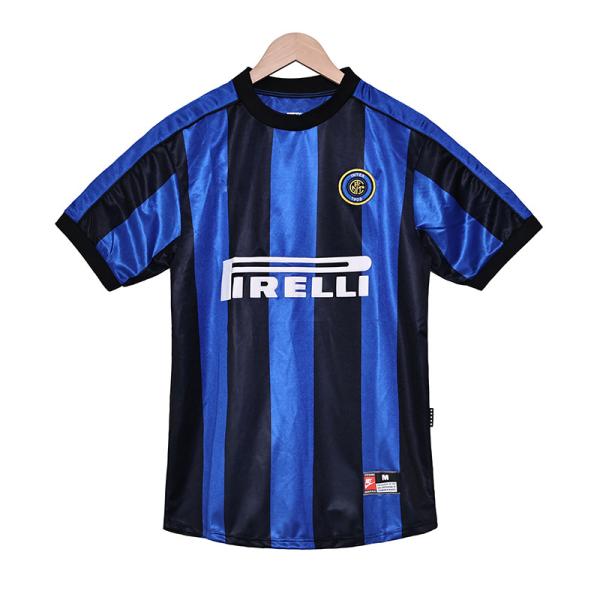 Inter Milan 1999 Retro Home Football Jersey Classic Blue and Black Stripes