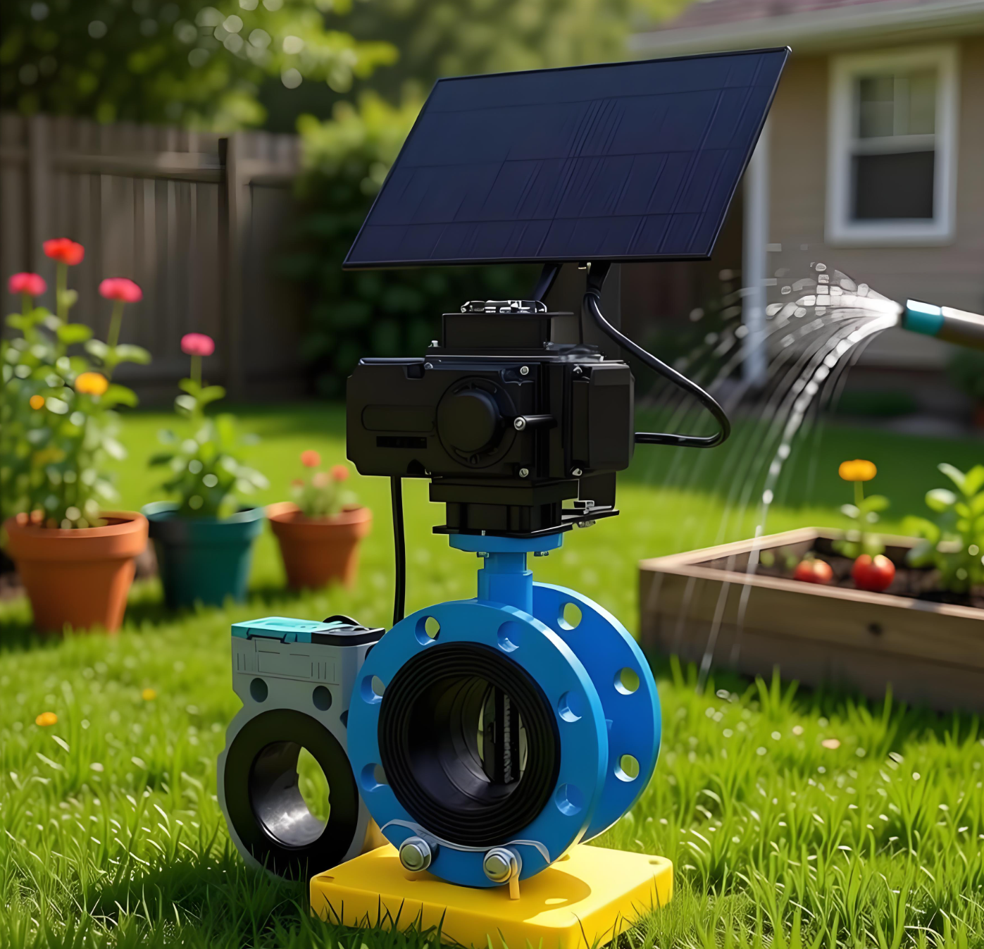 2 Inch Solar-powered WiFi Butterfly Valve Cast Iron Heavy Duty for Intelligent Farm Water Supply