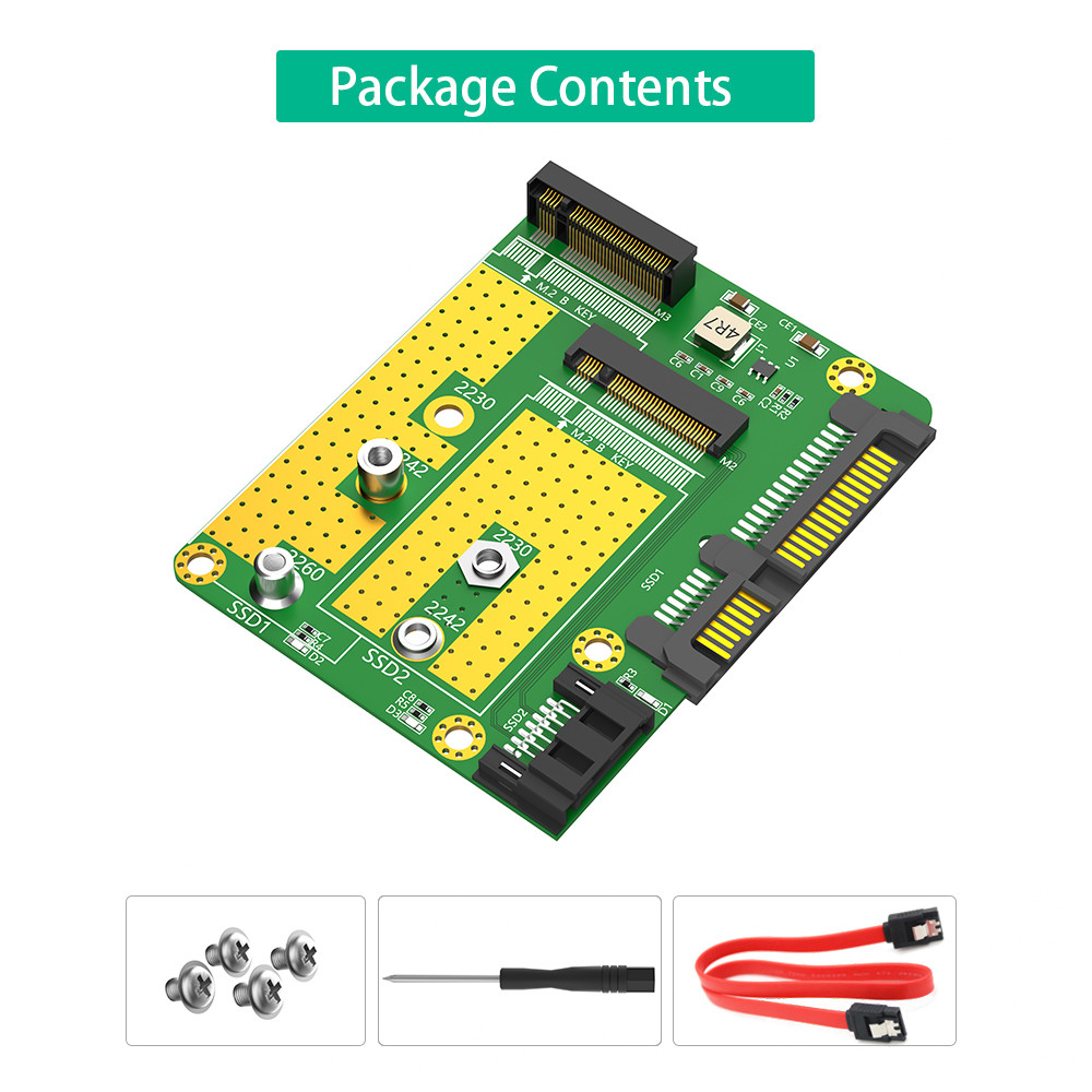 SATA 3.0 22PIN Интерфейс с 2 x NGFF M.2 Ключ-B Ключ B+M SATA SSD Adapter Converter Card с SATA 7Pin кабелем передачи данных
