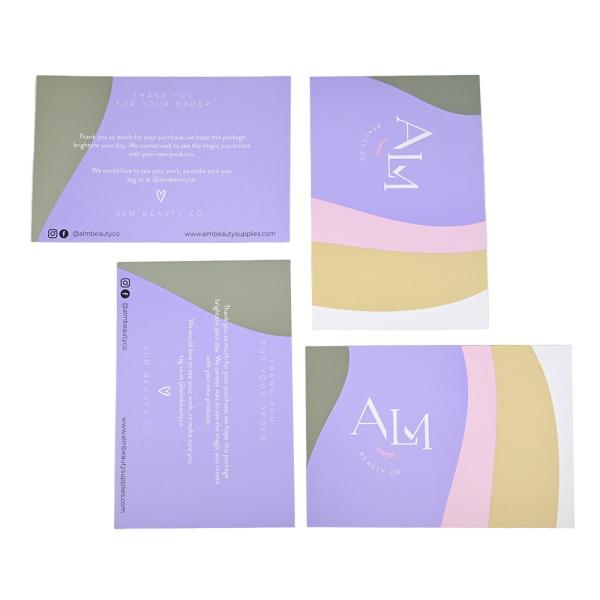 Impresión de logotipos personalizados Tarjetas de comentarios comerciales en púrpura para la promoción de pequeñas empresas
