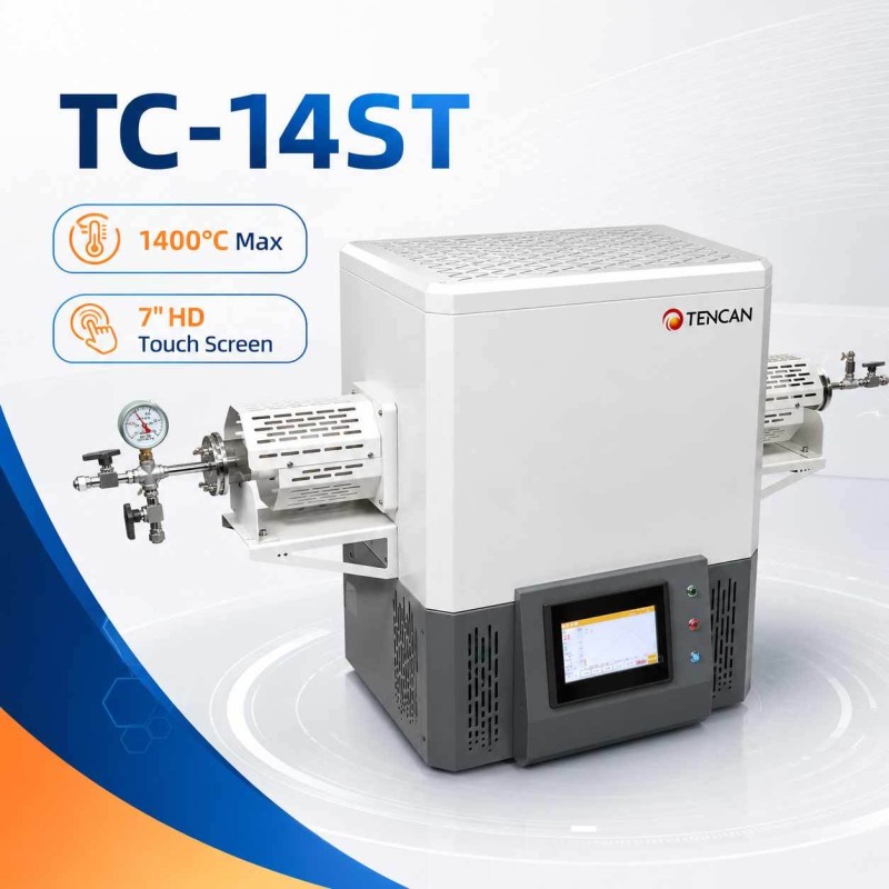 TENCAN TC-14ST 1400C Vacuum Tube Furnace SiC Heater S-Type Thermocouple High-Temp Alumina Tube Lab Split Sintering Oven