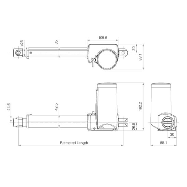 8000N IP66W Electric Linear Actuators For Medical Beds Chairs