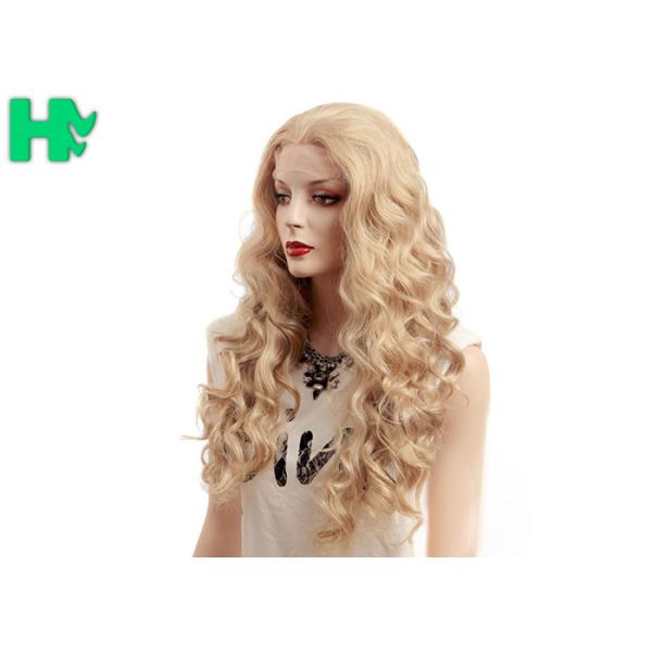 Fashion Prom Charming Curly Long Synthetic Wigs Blonde Hair Color