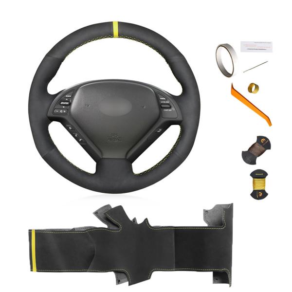 Car Accessories For Infiniti EX35 EX37 G25 G35 G37 Q40 Q60 DIY Suede Steering Wheel Wrap