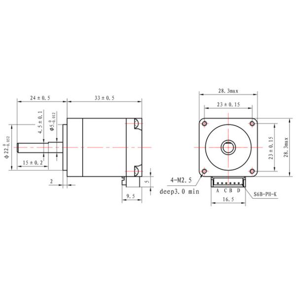провода Stepper мотора 4 Stepper мотора 90mNm 28mm NEMA 11 28*28*33mm