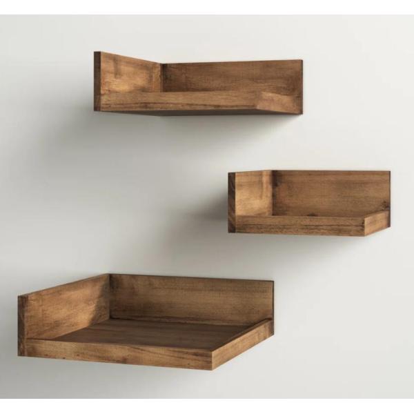High Quantity Modern 3 Piece Solid Wood Books Photos Wall Shelf Adjustable Floating Shelve