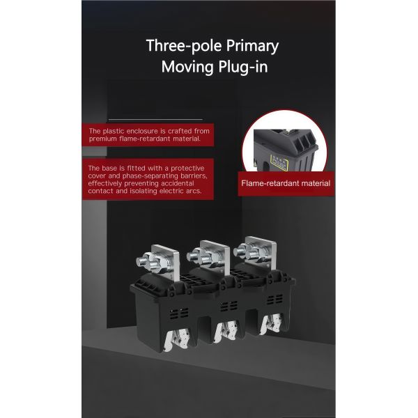 MOLDVOLT 690V 125A-630A Three-pole Primary Moving Plug-in Copper Black Main Circuit ABS Plastic Connectors Accessories for Low Voltage Switchgear Cabinet