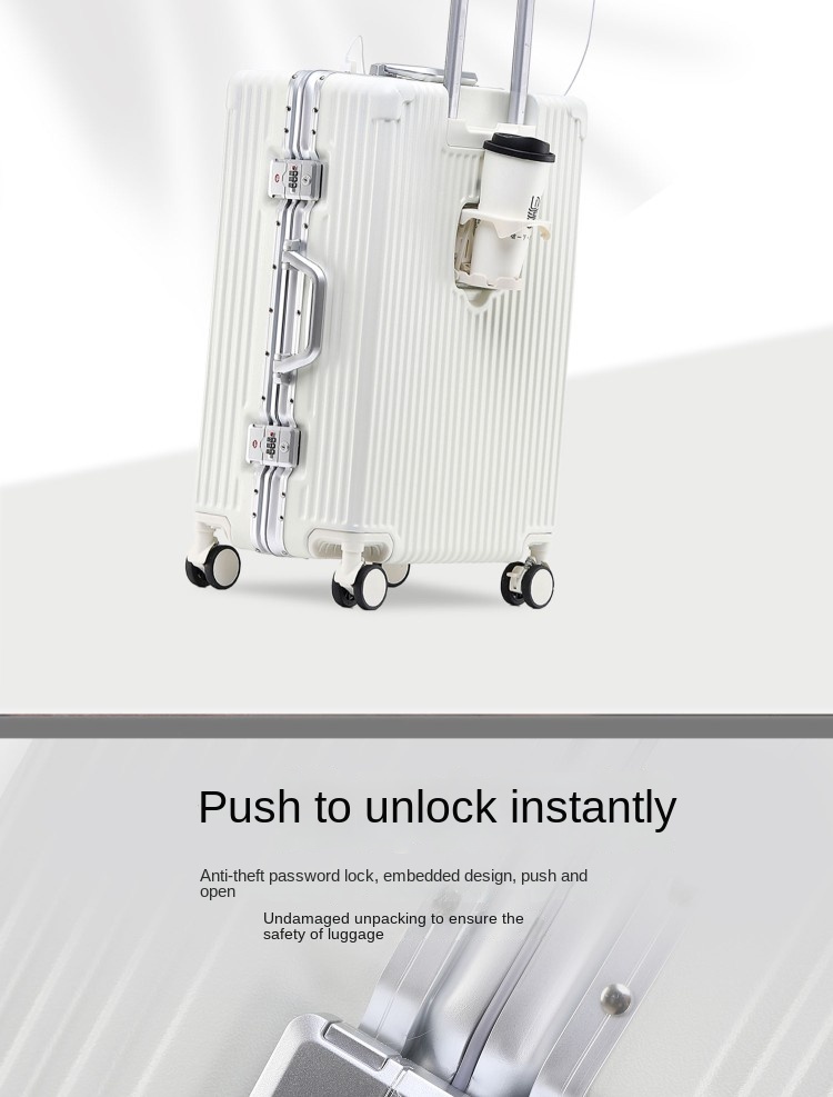 High-Value Unisex Multifunctional ABS+PC Trolley Case Waterproof Front Opening Travel Luggage Strong Password Box Suitcase