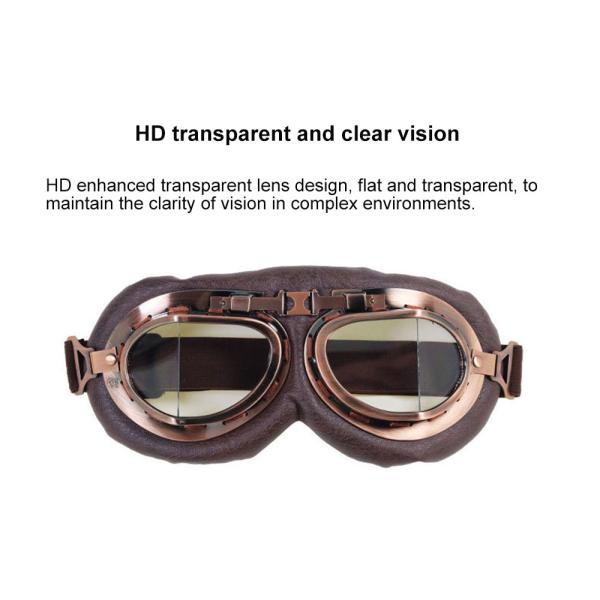 Custom Old Style Motorcycle Goggles with Adjustable High Strap and Anti-scratch Lens
