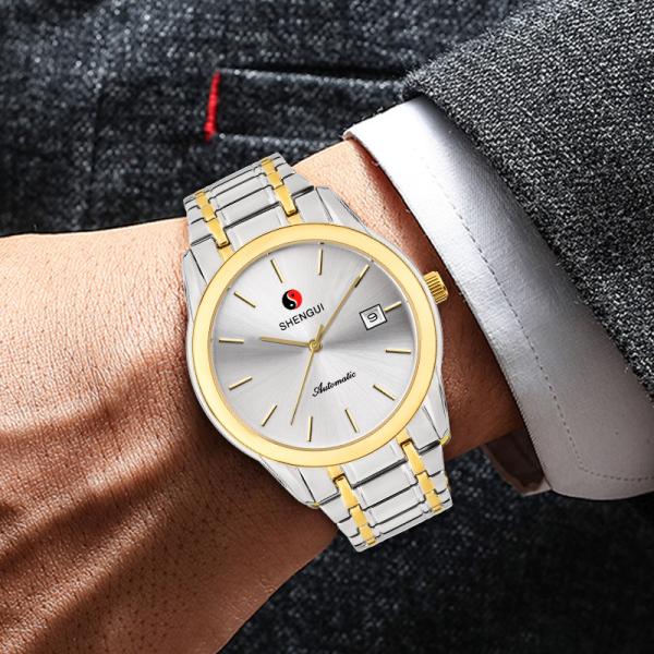 Fashion Stainless Steel Alloy Case 3ATM Automatic Mechanical Watch For Business Men