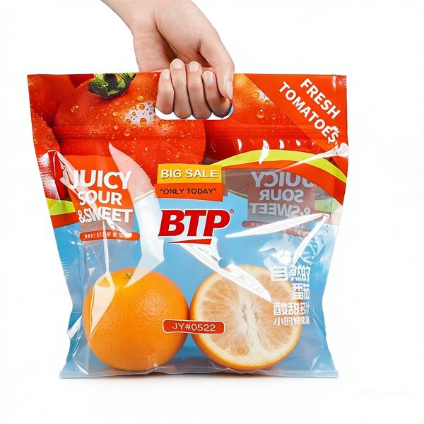 Custom Ventilated Produce Handheld Bags Food-Grade Material Ideal for Commercial Fresh Vegetable & Fruit Packaging & Storage